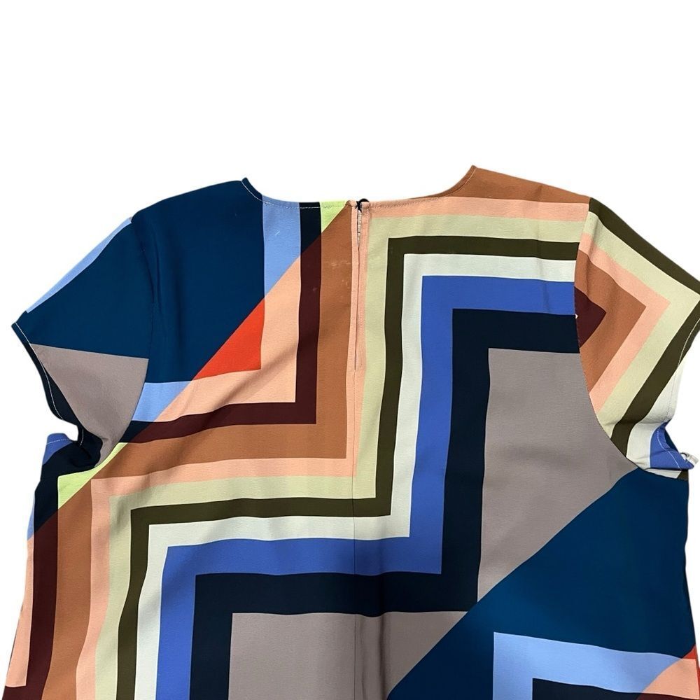 Eloquii Multicolor Geometric Pattern Striped Shif… - image 5